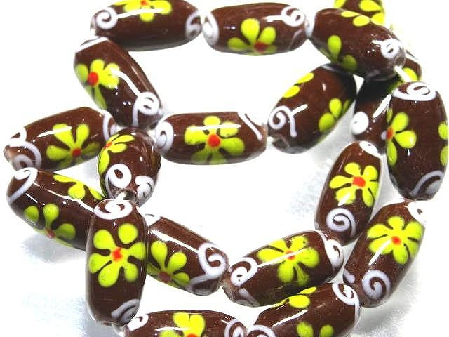 TOKO-BEADS AG929N-35 Glass bead (strand) 13mm AG929N-35 フラワービーズ（連） 13mm Asian bead & African bead  Handmade,Lampeork,bead,asia,india,ethnic,parts,accessory,beads とんぼ玉,ビーズ,トンボ玉,アジア,インド,エスニック,手作り,パーツ,アクセサリー