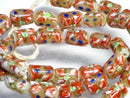 TOKO-BEADS AG935N-70 Glass bead (strand) 8~8.5mm AG935N-70 フラワーチューブ（連） 8~8.5mm Asian bead & African bead  Handmade,Lampeork,bead,asia,india,ethnic,parts,accessory,beads とんぼ玉,ビーズ,トンボ玉,アジア,インド,エスニック,手作り,パーツ,アクセサリー