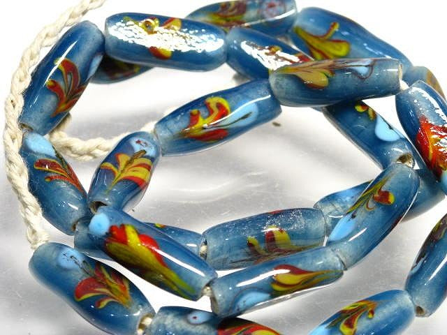 TOKO-BEADS AG936N-08 Glass bead (strand) 8mm AG936N-08 フラワービーズ（連） 8mm Asian bead & African bead  Handmade,Lampeork,bead,asia,india,ethnic,parts,accessory,beads とんぼ玉,ビーズ,トンボ玉,アジア,インド,エスニック,手作り,パーツ,アクセサリー