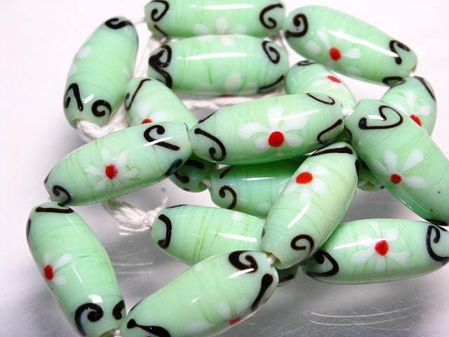 TOKO-BEADS AG936N-19 Glass bead (strand) 13mm AG936N-19 フラワービーズ（連） 13mm Asian bead & African bead  Handmade,Lampeork,bead,asia,india,ethnic,parts,accessory,beads とんぼ玉,ビーズ,トンボ玉,アジア,インド,エスニック,手作り,パーツ,アクセサリー