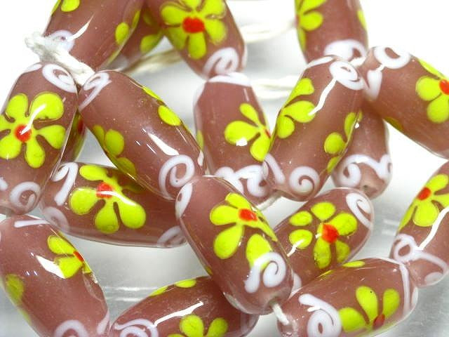 TOKO-BEADS AG936N-20 Glass bead (strand) 13mm AG936N-20 フラワービーズ（連） 13mm Asian bead & African bead  Handmade,Lampeork,bead,asia,india,ethnic,parts,accessory,beads とんぼ玉,ビーズ,トンボ玉,アジア,インド,エスニック,手作り,パーツ,アクセサリー