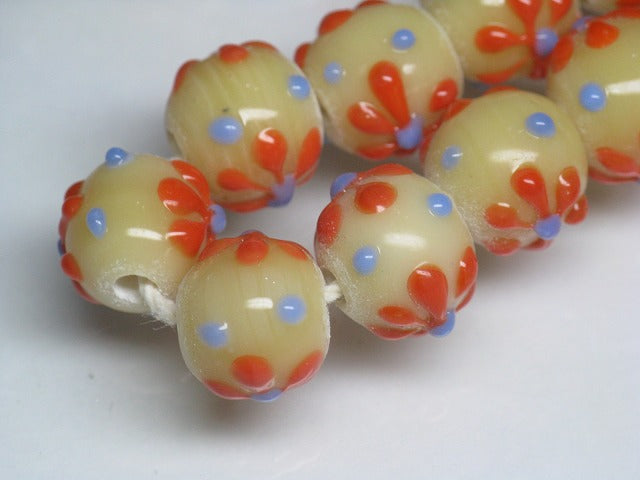 TOKO-BEADS AG936N-22 Glass bead (strand) 11~12mm AG936N-22 フラワービーズ（連） 11~12mm Asian bead & African bead  Handmade,Lampeork,bead,asia,india,ethnic,parts,accessory,beads とんぼ玉,ビーズ,トンボ玉,アジア,インド,エスニック,手作り,パーツ,アクセサリー