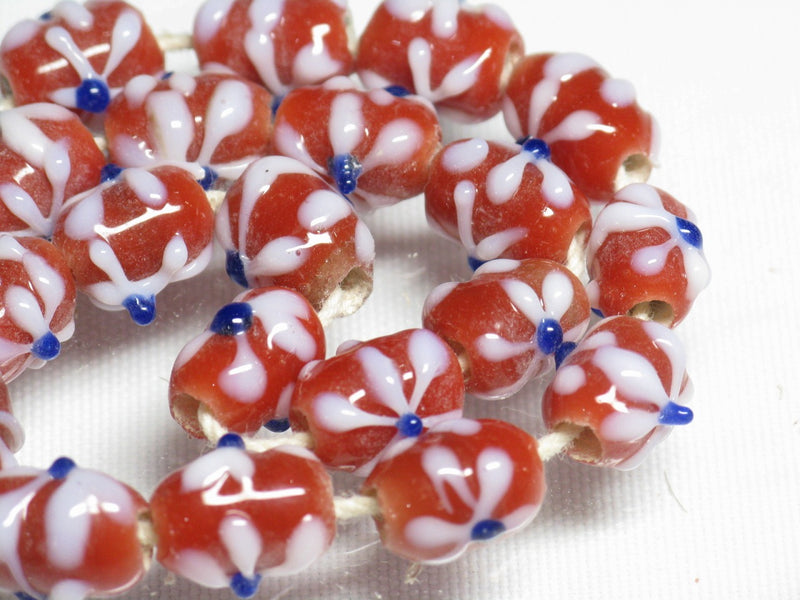 TOKO-BEADS AG936N-36 Glass bead (strand) 8mm AG936N-36 フラワービーズ（連） 8mm Asian bead & African bead  Handmade,Lampeork,bead,asia,india,ethnic,parts,accessory,beads とんぼ玉,ビーズ,トンボ玉,アジア,インド,エスニック,手作り,パーツ,アクセサリー