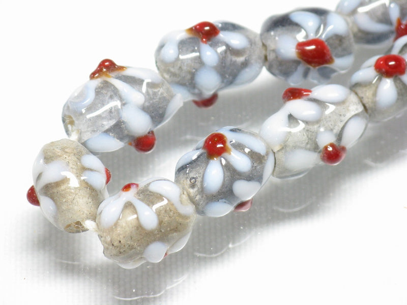 TOKO-BEADS AG936N-37 Glass bead (strand) 10mm AG936N-37 フラワービーズ（連） 10mm Asian bead & African bead  Handmade,Lampeork,bead,asia,india,ethnic,parts,accessory,beads とんぼ玉,ビーズ,トンボ玉,アジア,インド,エスニック,手作り,パーツ,アクセサリー