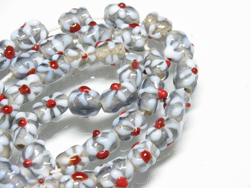 TOKO-BEADS AG936N-37 Glass bead (strand) 10mm AG936N-37 フラワービーズ（連） 10mm Asian bead & African bead  Handmade,Lampeork,bead,asia,india,ethnic,parts,accessory,beads とんぼ玉,ビーズ,トンボ玉,アジア,インド,エスニック,手作り,パーツ,アクセサリー
