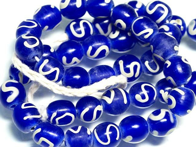 TOKO-BEADS AG942N-05 Glass bead (strand) 10mm AG942N-05 リボン模様のとんぼ玉（連） 10mm Asian bead & African bead  Handmade,Lampeork,bead,asia,india,ethnic,parts,accessory,beads とんぼ玉,ビーズ,トンボ玉,アジア,インド,エスニック,手作り,パーツ,アクセサリー