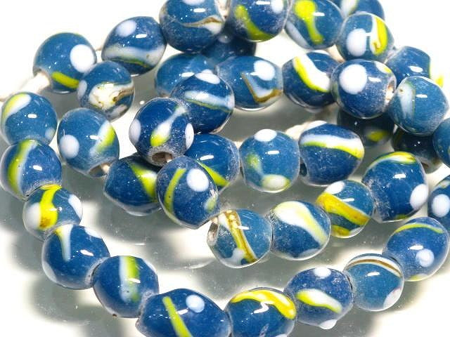 TOKO-BEADS AG943N-04 Glass bead (strand) 9mm AG943N-04 とんぼ玉（連） 9mm Asian bead & African bead  Handmade,Lampeork,bead,asia,india,ethnic,parts,accessory,beads とんぼ玉,ビーズ,トンボ玉,アジア,インド,エスニック,手作り,パーツ,アクセサリー