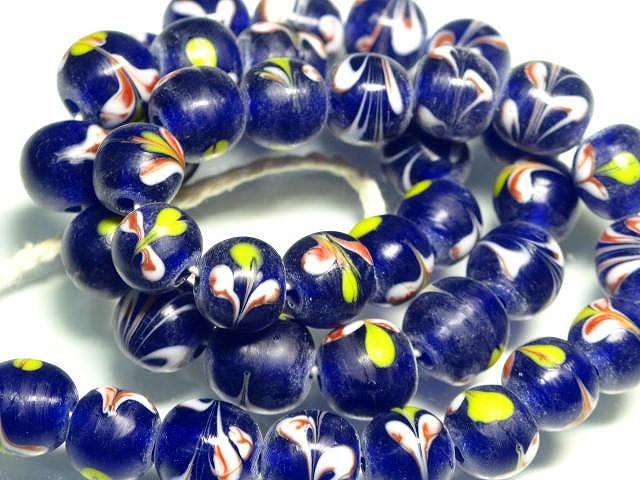 TOKO-BEADS AG943N-08 Glass bead (strand) 12mm AG943N-08 とんぼ玉（連） 12mm Asian bead & African bead  Handmade,Lampeork,bead,asia,india,ethnic,parts,accessory,beads とんぼ玉,ビーズ,トンボ玉,アジア,インド,エスニック,手作り,パーツ,アクセサリー