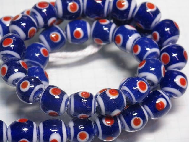 TOKO-BEADS AG943N-62 Glass bead (strand) 8.5mm AG943N-62 とんぼ玉（連） 8.5mm Asian bead & African bead  Handmade,Lampeork,bead,asia,india,ethnic,parts,accessory,beads とんぼ玉,ビーズ,トンボ玉,アジア,インド,エスニック,手作り,パーツ,アクセサリー