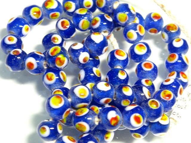 TOKO-BEADS AG943N-70 Glass bead (strand) 10mm AG943N-70 とんぼ玉（連） 10mm Asian bead & African bead  Handmade,Lampeork,bead,asia,india,ethnic,parts,accessory,beads とんぼ玉,ビーズ,トンボ玉,アジア,インド,エスニック,手作り,パーツ,アクセサリー