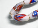 TOKO-BEADS AG944-23N Arrow feather pattern glass bead (strand) 7mm AG944-23N 矢羽文様とんぼ玉（連） 7mm Asian bead & African bead  Handmade,Lampeork,bead,asia,india,ethnic,parts,accessory,beads とんぼ玉,ビーズ,トンボ玉,アジア,インド,エスニック,手作り,パーツ,アクセサリー