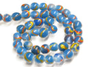 TOKO-BEADS | TOKO-BEADS |AG944-69N ウェイブライン柄とんぼ玉（連） 9~10mm | TOKO-BEADS |AG944-69N Glass bead (strand) 9~10mm Asian bead & African bead  Handmade,Lampeork,bead,asia,india,ethnic,parts,accessory,beads とんぼ玉,ビーズ,トンボ玉,アジア,インド,エスニック,手作り,パーツ,アクセサリー