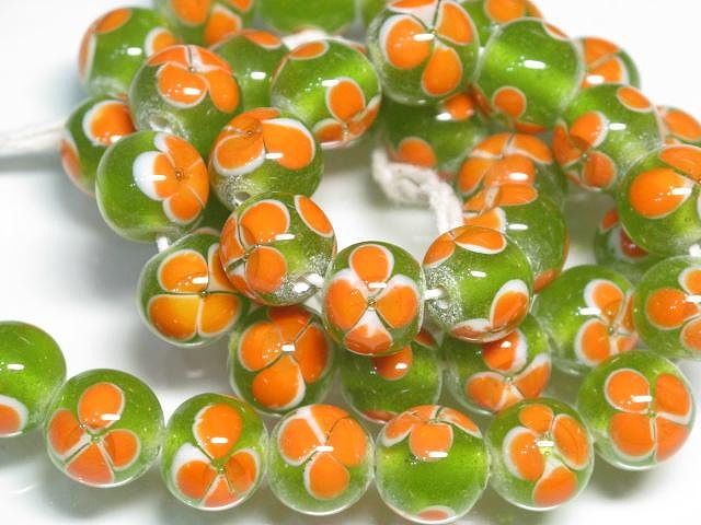 TOKO-BEADS AG946N-86 Glass bead (strand) 11mm AG946N-86 フラワービーズ（連） 11mm Asian bead & African bead  Handmade,Lampeork,bead,asia,india,ethnic,parts,accessory,beads とんぼ玉,ビーズ,トンボ玉,アジア,インド,エスニック,手作り,パーツ,アクセサリー
