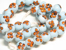TOKO-BEADS AG946N-89 Glass bead (strand) 11mm AG946N-89 フラワービーズ（連） 11mm Asian bead & African bead  Handmade,Lampeork,bead,asia,india,ethnic,parts,accessory,beads とんぼ玉,ビーズ,トンボ玉,アジア,インド,エスニック,手作り,パーツ,アクセサリー