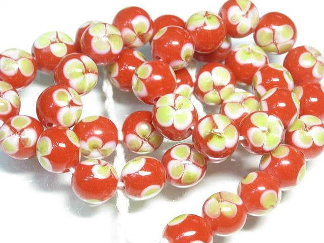 TOKO-BEADS AG946N-91 Glass bead (strand) 11mm AG946N-91 フラワービーズ（連） 11mm Asian bead & African bead  Handmade,Lampeork,bead,asia,india,ethnic,parts,accessory,beads とんぼ玉,ビーズ,トンボ玉,アジア,インド,エスニック,手作り,パーツ,アクセサリー