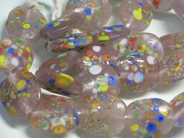 TOKO-BEADS AG948N-10 Glass bead (strand) 15mm AG948N-10 オーバルビーズ（連） 15mm Asian bead & African bead  Handmade,Lampeork,bead,asia,india,ethnic,parts,accessory,beads とんぼ玉,ビーズ,トンボ玉,アジア,インド,エスニック,手作り,パーツ,アクセサリー