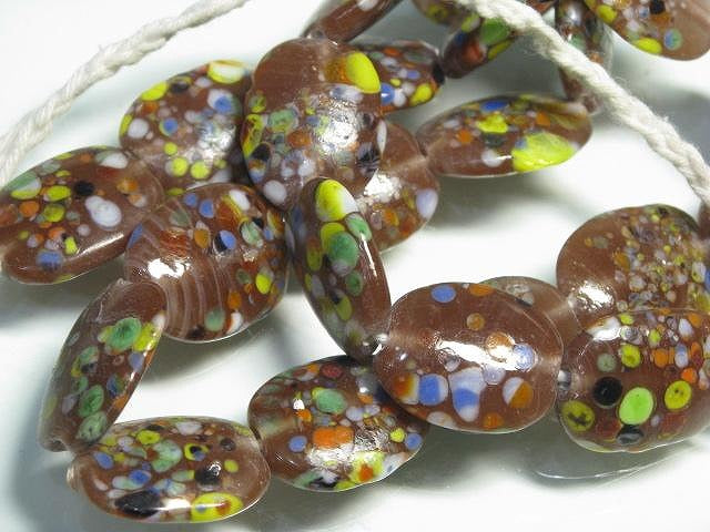 TOKO-BEADS AG948N-16 Glass bead (strand) 17mm AG948N-16 オーバルビーズ（連） 17mm Asian bead & African bead  Handmade,Lampeork,bead,asia,india,ethnic,parts,accessory,beads とんぼ玉,ビーズ,トンボ玉,アジア,インド,エスニック,手作り,パーツ,アクセサリー