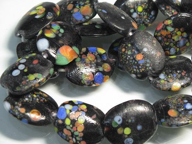 TOKO-BEADS AG948N-17 Glass bead (strand) 17mm AG948N-17 オーバルビーズ（連） 17mm Asian bead & African bead  Handmade,Lampeork,bead,asia,india,ethnic,parts,accessory,beads とんぼ玉,ビーズ,トンボ玉,アジア,インド,エスニック,手作り,パーツ,アクセサリー