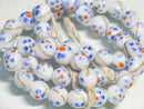 TOKO-BEADS AG951N-01 Glass bead (strand) 10mm AG951N-01 フラワービーズ（連） 10mm Asian bead & African bead  Handmade,Lampeork,bead,asia,india,ethnic,parts,accessory,beads とんぼ玉,ビーズ,トンボ玉,アジア,インド,エスニック,手作り,パーツ,アクセサリー
