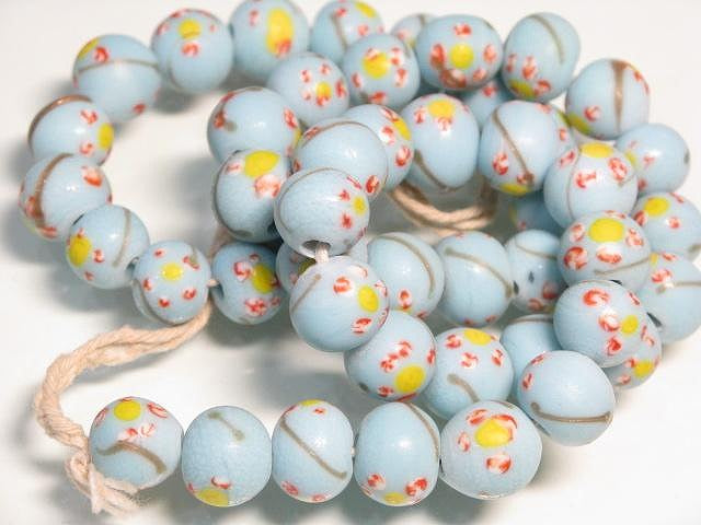 TOKO-BEADS AG951N-03 Glass bead (strand) 10mm AG951N-03 フラワービーズ（連） 10mm Asian bead & African bead  Handmade,Lampeork,bead,asia,india,ethnic,parts,accessory,beads とんぼ玉,ビーズ,トンボ玉,アジア,インド,エスニック,手作り,パーツ,アクセサリー