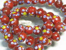 TOKO-BEADS AG951N-17 Glass bead (strand) 10mm AG951N-17 フラワービーズ（連） 10mm Asian bead & African bead  Handmade,Lampeork,bead,asia,india,ethnic,parts,accessory,beads とんぼ玉,ビーズ,トンボ玉,アジア,インド,エスニック,手作り,パーツ,アクセサリー