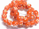 TOKO-BEADS AG951N-37 Glass bead (strand) 10~11mm AG951N-37 フラワービーズ（連） 10~11mm Asian bead & African bead  Handmade,Lampeork,bead,asia,india,ethnic,parts,accessory,beads とんぼ玉,ビーズ,トンボ玉,アジア,インド,エスニック,手作り,パーツ,アクセサリー