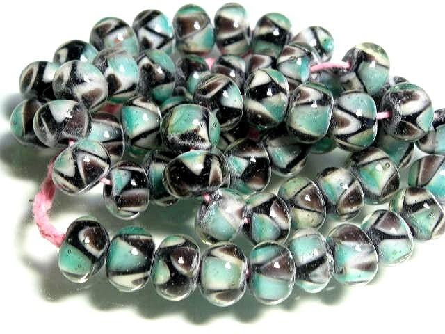 TOKO-BEADS AG957N-03 Glass bead (strand) 9~10mm AG957N-03 モザイクとんぼ玉（連） 9~10mm Asian bead & African bead  Handmade,Lampeork,bead,asia,india,ethnic,parts,accessory,beads とんぼ玉,ビーズ,トンボ玉,アジア,インド,エスニック,手作り,パーツ,アクセサリー
