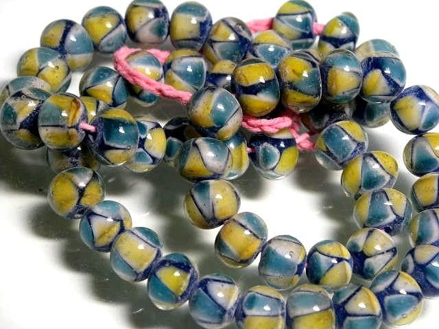 TOKO-BEADS AG957N-08 Glass bead (strand) 9~10mm AG957N-08 モザイクとんぼ玉（連） 9~10mm Asian bead & African bead  Handmade,Lampeork,bead,asia,india,ethnic,parts,accessory,beads とんぼ玉,ビーズ,トンボ玉,アジア,インド,エスニック,手作り,パーツ,アクセサリー
