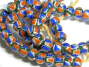TOKO-BEADS AG957N-17 Glass bead (strand) 9~10mm AG957N-17 モザイクとんぼ玉（連） 9~10mm Asian bead & African bead  Handmade,Lampeork,bead,asia,india,ethnic,parts,accessory,beads とんぼ玉,ビーズ,トンボ玉,アジア,インド,エスニック,手作り,パーツ,アクセサリー