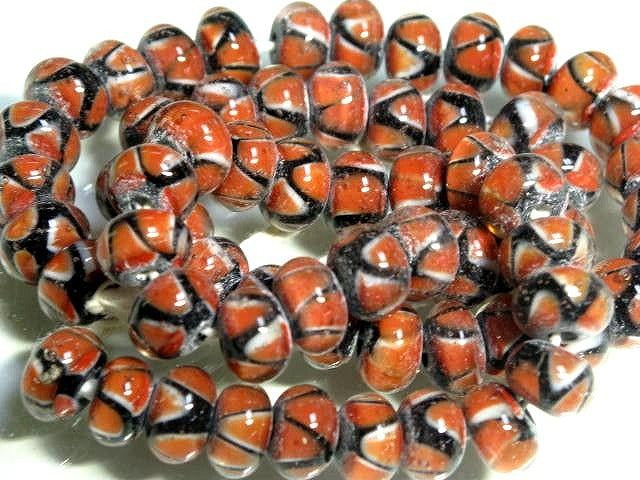 TOKO-BEADS AG957N-21 Glass bead (strand) 10~11mm AG957N-21 モザイクとんぼ玉（連） 10~11mm Asian bead & African bead  Handmade,Lampeork,bead,asia,india,ethnic,parts,accessory,beads とんぼ玉,ビーズ,トンボ玉,アジア,インド,エスニック,手作り,パーツ,アクセサリー