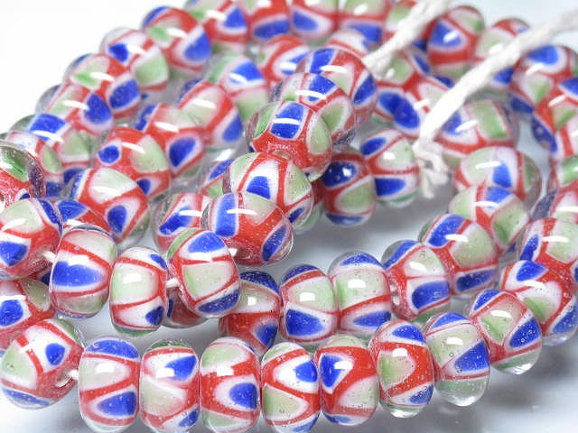 TOKO-BEADS AG957N-37 Glass bead (strand) 11mm AG957N-37 モザイクとんぼ玉（連） 11mm Asian bead & African bead  Handmade,Lampeork,bead,asia,india,ethnic,parts,accessory,beads とんぼ玉,ビーズ,トンボ玉,アジア,インド,エスニック,手作り,パーツ,アクセサリー