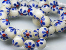 TOKO-BEADS AG959N-06 Glass bead (strand) 11~12mm AG959N-06 フラワービーズ（連） 11~12mm Asian bead & African bead  Handmade,Lampeork,bead,asia,india,ethnic,parts,accessory,beads とんぼ玉,ビーズ,トンボ玉,アジア,インド,エスニック,手作り,パーツ,アクセサリー