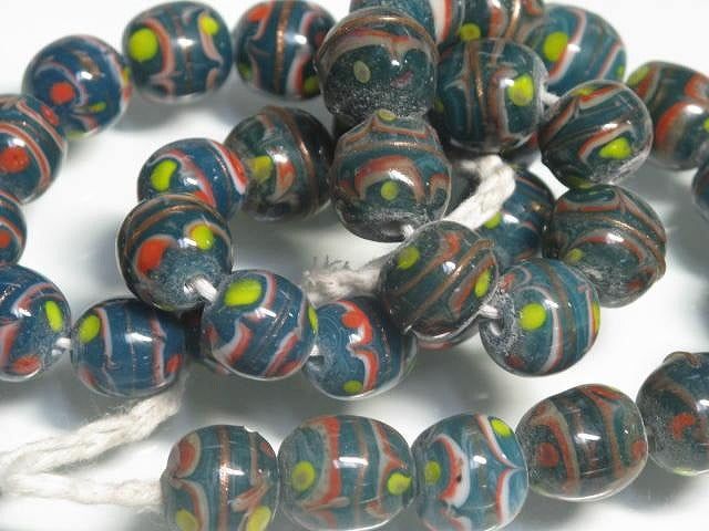 TOKO-BEADS AG962N-16 Glass bead (strand) 12mm AG962N-16 とんぼ玉（連） 12mm Asian bead & African bead  Handmade,Lampeork,bead,asia,india,ethnic,parts,accessory,beads とんぼ玉,ビーズ,トンボ玉,アジア,インド,エスニック,手作り,パーツ,アクセサリー