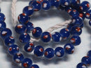 TOKO-BEADS AG967N-16 Glass bead (strand) 8~8.5mm AG967N-16 とんぼ玉（連） 8~8.5mm Asian bead & African bead  Handmade,Lampeork,bead,asia,india,ethnic,parts,accessory,beads とんぼ玉,ビーズ,トンボ玉,アジア,インド,エスニック,手作り,パーツ,アクセサリー
