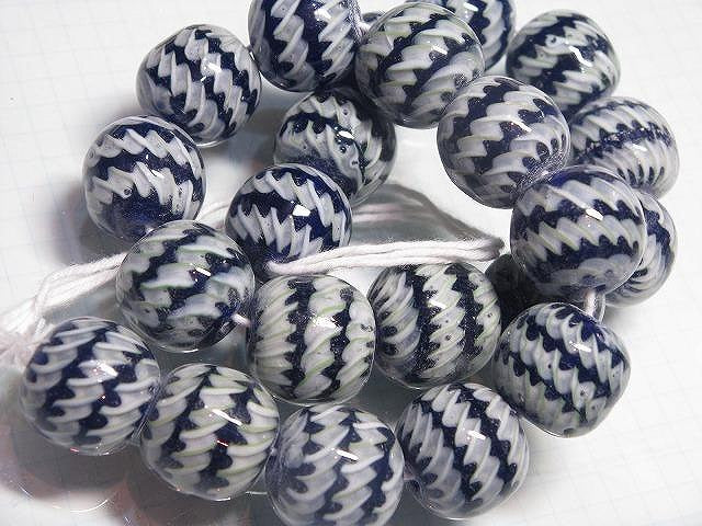 TOKO-BEADS AG969N-07 Glass bead (strand) 18mm AG969N-07 大粒モザイクとんぼ玉（連） 18mm Asian bead & African bead  Handmade,Lampeork,bead,asia,india,ethnic,parts,accessory,beads とんぼ玉,ビーズ,トンボ玉,アジア,インド,エスニック,手作り,パーツ,アクセサリー