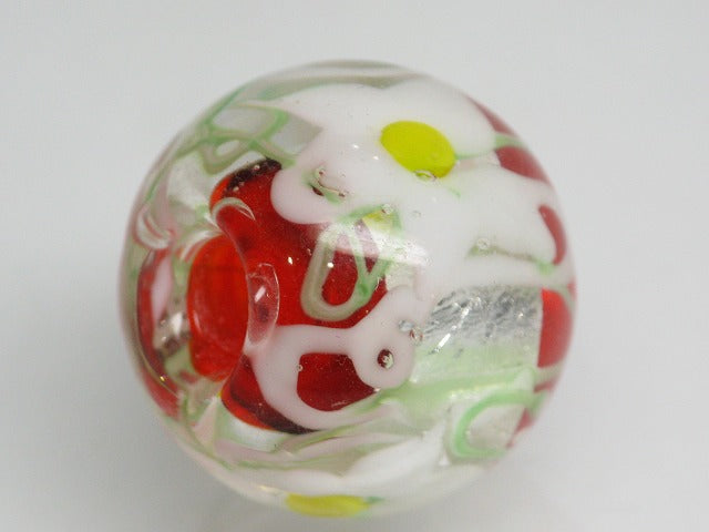 TOKO-BEADS AG998-31 Glass bead 20mm AG998-31 花柄とんぼ玉 20mm Asian bead & African bead  Handmade,Lampeork,bead,asia,india,ethnic,parts,accessory,beads とんぼ玉,ビーズ,トンボ玉,アジア,インド,エスニック,手作り,パーツ,アクセサリー