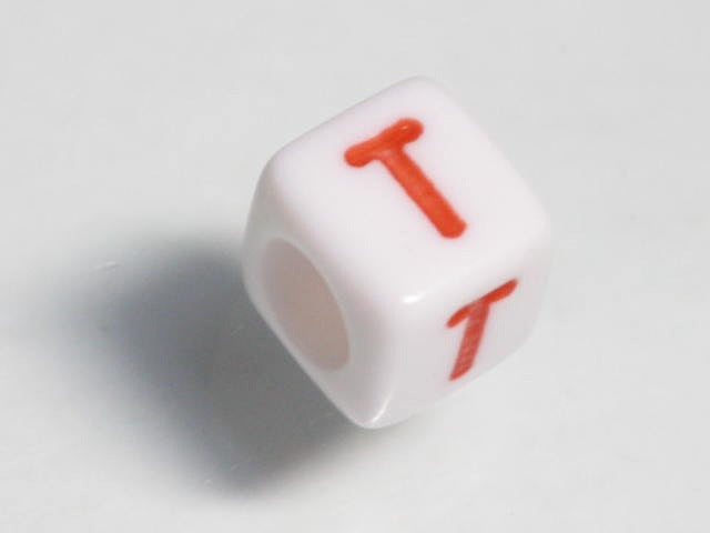 TOKO-BEADS P003-4-T Alphabet (T) 6mm P003-4-T アルファベット（T） 6mm Asian bead & African bead  Handmade,Lampeork,bead,asia,india,ethnic,parts,accessory,beads とんぼ玉,ビーズ,トンボ玉,アジア,インド,エスニック,手作り,パーツ,アクセサリー