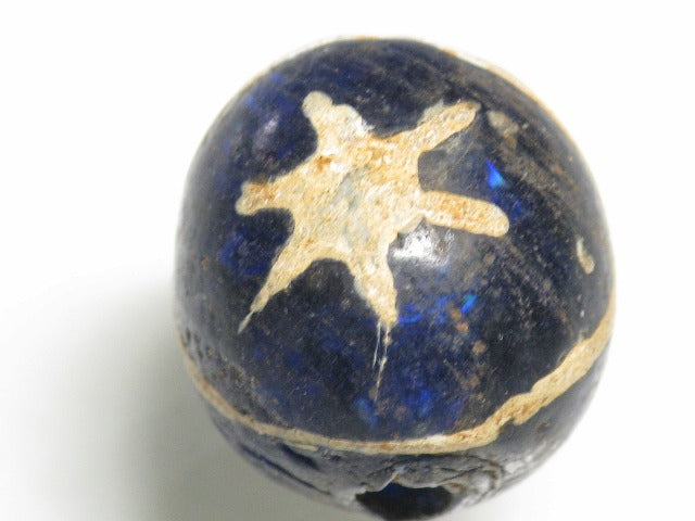 TOKO-BEADS T588-11 Manik Burung(blue) 16.5mm T588-11 マニックブルン（鳥玉/ブルー） 16.5mm Asian bead & African bead  Handmade,Lampeork,bead,asia,india,ethnic,parts,accessory,beads とんぼ玉,ビーズ,トンボ玉,アジア,インド,エスニック,手作り,パーツ,アクセサリー