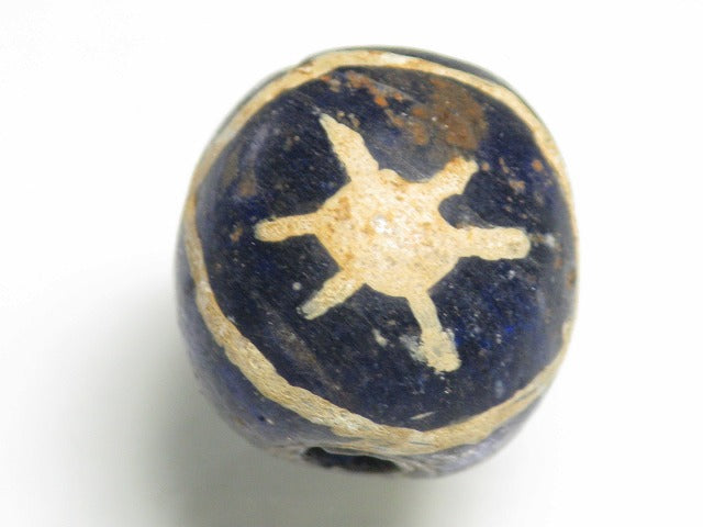 TOKO-BEADS T588-22 Manik Burung(blue) 15.5mm T588-22 マニックブルン（鳥玉/ブルー） 15.5mm Asian bead & African bead  Handmade,Lampeork,bead,asia,india,ethnic,parts,accessory,beads とんぼ玉,ビーズ,トンボ玉,アジア,インド,エスニック,手作り,パーツ,アクセサリー