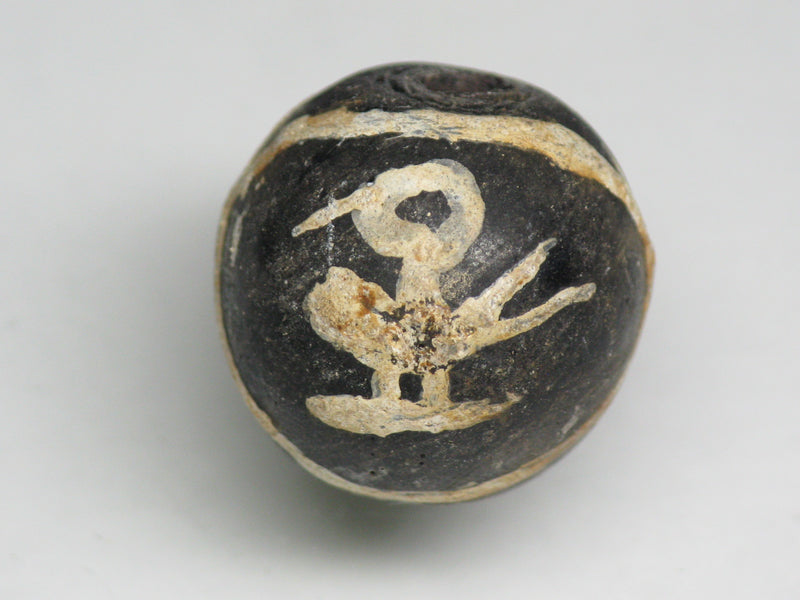 TOKO-BEADS T589-08 Manik Burung(black) 17mm T589-08 マニックブルン（鳥玉/ブラック） 17mm Asian bead & African bead  Handmade,Lampeork,bead,asia,india,ethnic,parts,accessory,beads とんぼ玉,ビーズ,トンボ玉,アジア,インド,エスニック,手作り,パーツ,アクセサリー