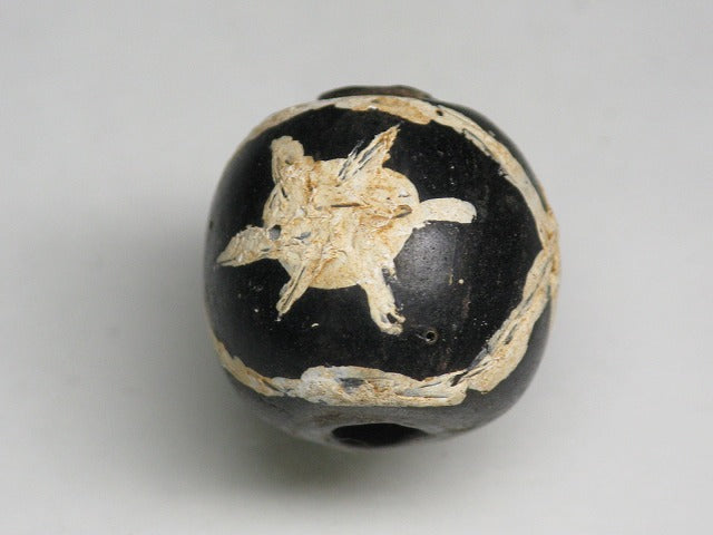 TOKO-BEADS T589-09 Manik Burung(black) 16mm T589-09 マニックブルン（鳥玉/ブラック） 16mm Asian bead & African bead  Handmade,Lampeork,bead,asia,india,ethnic,parts,accessory,beads とんぼ玉,ビーズ,トンボ玉,アジア,インド,エスニック,手作り,パーツ,アクセサリー