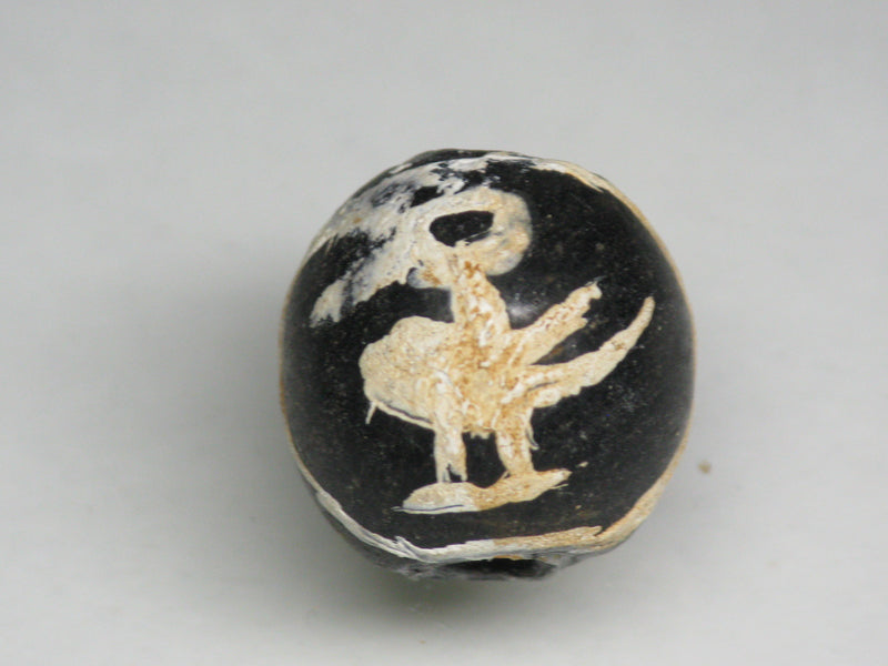 TOKO-BEADS T589-34 Manik Burung(black) 16mm T589-34 マニックブルン（鳥玉/ブラック） 16mm Asian bead & African bead  Handmade,Lampeork,bead,asia,india,ethnic,parts,accessory,beads とんぼ玉,ビーズ,トンボ玉,アジア,インド,エスニック,手作り,パーツ,アクセサリー