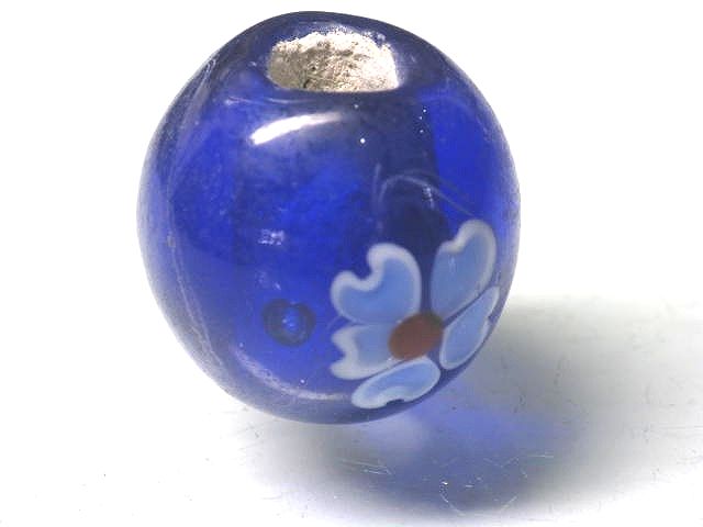 TOKO-BEADS XAG999-13 Discount Glass bead 20mm XAG999-13 わけあり花柄とんぼ玉（わけあり） 20mm Asian bead & African bead  Handmade,Lampeork,bead,asia,india,ethnic,parts,accessory,beads とんぼ玉,ビーズ,トンボ玉,アジア,インド,エスニック,手作り,パーツ,アクセサリー