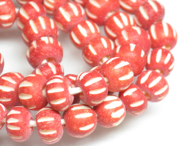 | TOKO-BEADS |AB183N-52 ボーンビーズ（連） 7.5~9mmとんぼ玉,ビーズ,トンボ玉,アジア,インド,エスニック,手作り,パーツ,アクセサリー