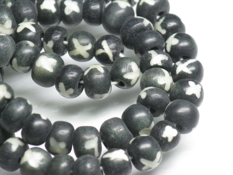 | TOKO-BEADS |AB195N-02 ボーンビーズ（連） 7~8mmとんぼ玉,ビーズ,トンボ玉,アジア,インド,エスニック,手作り,パーツ,アクセサリー