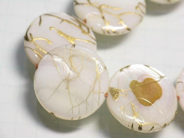 TOKO-BEADS AB306-01P Shell bead (10pcs) 18mm AB306-01P コイン型シェルビーズS（10個パック） 18mm Asian bead & African bead  Handmade,Lampeork,bead,asia,india,ethnic,parts,accessory,beads とんぼ玉,ビーズ,トンボ玉,アジア,インド,エスニック,手作り,パーツ,アクセサリー