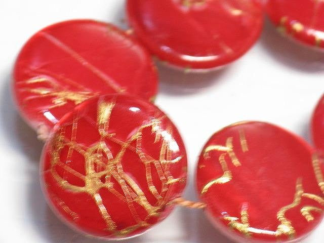 TOKO-BEADS AB306-06P Shell bead (10pcs) 18mm AB306-06P コイン型シェルビーズS（10個パック） 18mm Asian bead & African bead  Handmade,Lampeork,bead,asia,india,ethnic,parts,accessory,beads とんぼ玉,ビーズ,トンボ玉,アジア,インド,エスニック,手作り,パーツ,アクセサリー