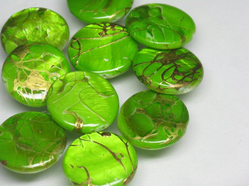 TOKO-BEADS AB306-09P Shell bead (10pcs) 18mm AB306-09P コイン型シェルビーズS（10個パック） 18mm Asian bead & African bead  Handmade,Lampeork,bead,asia,india,ethnic,parts,accessory,beads とんぼ玉,ビーズ,トンボ玉,アジア,インド,エスニック,手作り,パーツ,アクセサリー