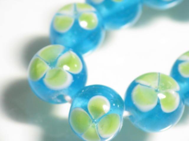 TOKO-BEADS AG006N-01 Glass bead (strand) 11mm AG006N-01 フラワービーズ（連） 11mm Asian bead & African bead  Handmade,Lampeork,bead,asia,india,ethnic,parts,accessory,beads とんぼ玉,ビーズ,トンボ玉,アジア,インド,エスニック,手作り,パーツ,アクセサリー