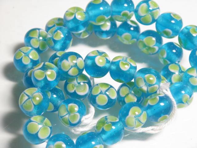 | TOKO-BEADS |AG006N-01 フラワービーズ（連） 11mmとんぼ玉,ビーズ,トンボ玉,アジア,インド,エスニック,手作り,パーツ,アクセサリー